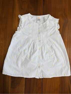 Gymboree 2015 White Yellow sleeveless cotton Button pleated lined shirt size 6